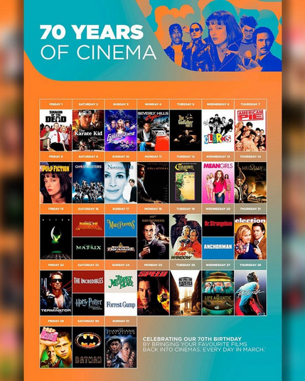 70 years of cinema at village cinemas poster