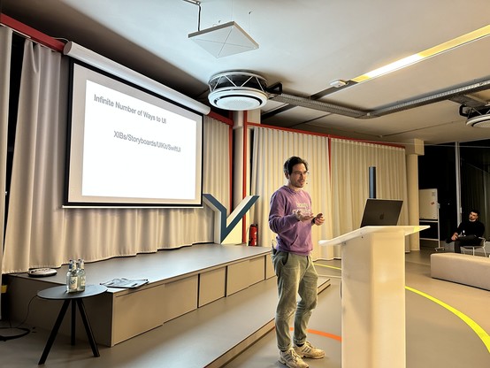 Kim presenting us ways to profit from all the quick wins you can implement in an iOS app - or as he likes to say “the ocean of Apples”.