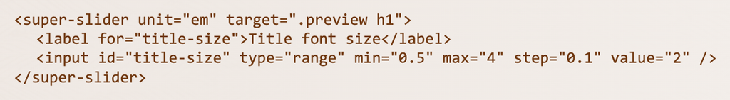 Screenshot of slider web component