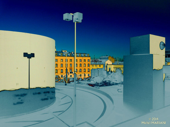 Color solarization picture: Concrete architecture