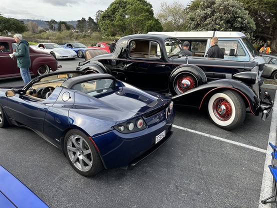 Tesla Roadster and Packard
