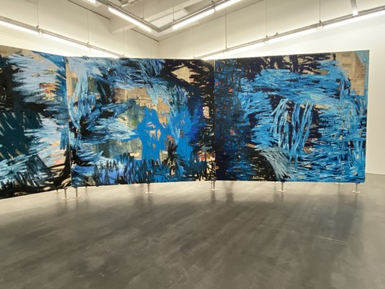 Abstract painting mostly blue 