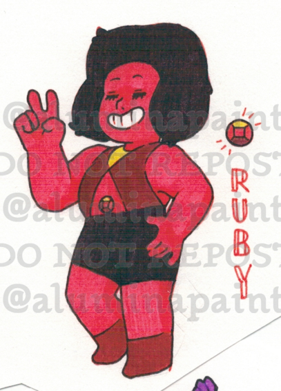 fanart of ruby from steven universe holding up a peace sign.