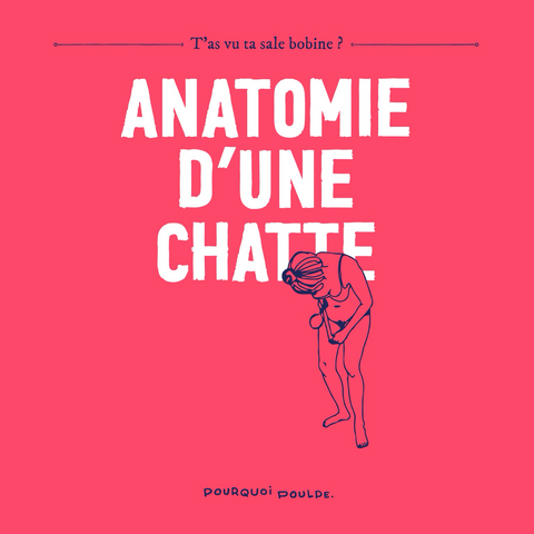 Détournement de l’affiche d’Anatomie d’une chute avec le titre Anatomie d’une chatte. Illustrée par une femme qui observe son propre sexe.