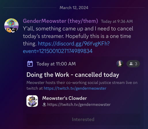 Y’all, something came up and I need to cancel today’s streamer. Hopefully this is a one time thing.