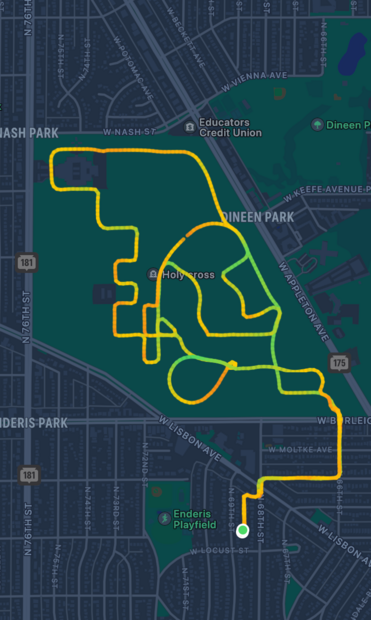 Map of a bike ride.