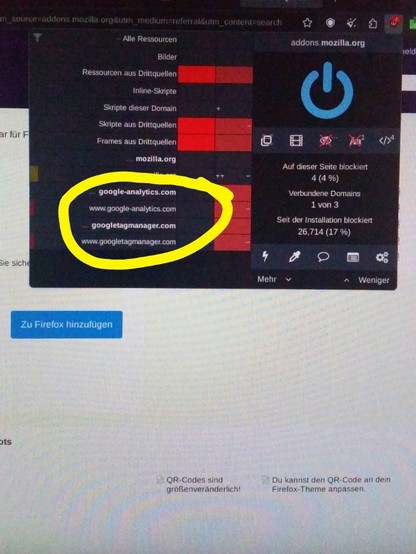 Beim Download von Addons für Firefox über die Mozilla Website wird Mensch von Google getrackt