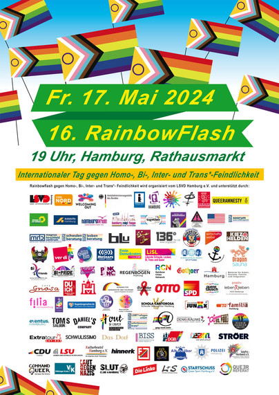 Rainbowflash 2024 mit diversen Logos der Unterstützenden