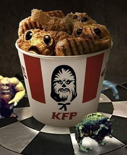 picture of a KCF bucket filled with fried porg...