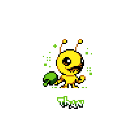 A pixel fanart of an alien from Alien Hominid. The Background is a solid color.