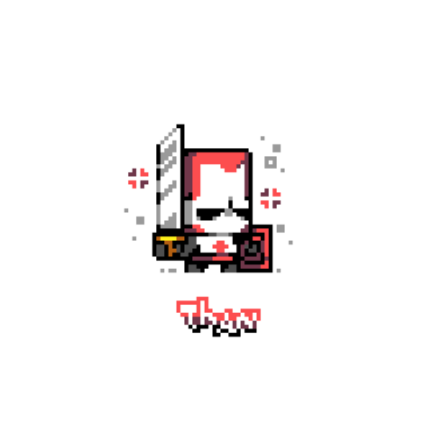 A pixel fanart of Red Knight from Castle Crashers. The Background is a solid color.