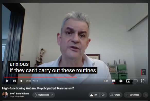https://www.youtube.com/watch?v=7GjuAdqi1nA
High-functioning Autism: Psychopathy? Narcissism?


79,420 views  29 Mar 2021  Mind of the Psychopathic Narcissist
People with high-functioning autism lack empathy and engage in criminal behaviors. Are they psychopaths? Narcissists?

Autism is not caused by vaccines, that much we know. But is it caused by bad parenting?

Refrigerator Mothers

The concept of “refrigerator mothers” has been long debunked. Autism is a brain disorder and possibly hereditary. It is not linked to bad parenting. But a dead, narcissistic mother can cause her autistic child to defend himself by developing narcissism.
 
ADHD has been intimately linked to the precursors in children of adult narcissism and psychopathy: conduct disorder and oppositional defiant disorder (ODD).

A bad, dead, cold, mother fosters in the autistic child narcissistic defenses and in her other children attention deficits, hyperactivity, and antisocial behavior. These dysfunctions make it difficult for the child to translate his/her reflexive empathy into mentalizing a theory of mind. Early childhood abuse and trauma, therefore, inhibit the development of a mature form of empathy, with cognitive and emotional components.

There are three problems with raising awareness and educating people about Autism Spectrum Disorders:

.