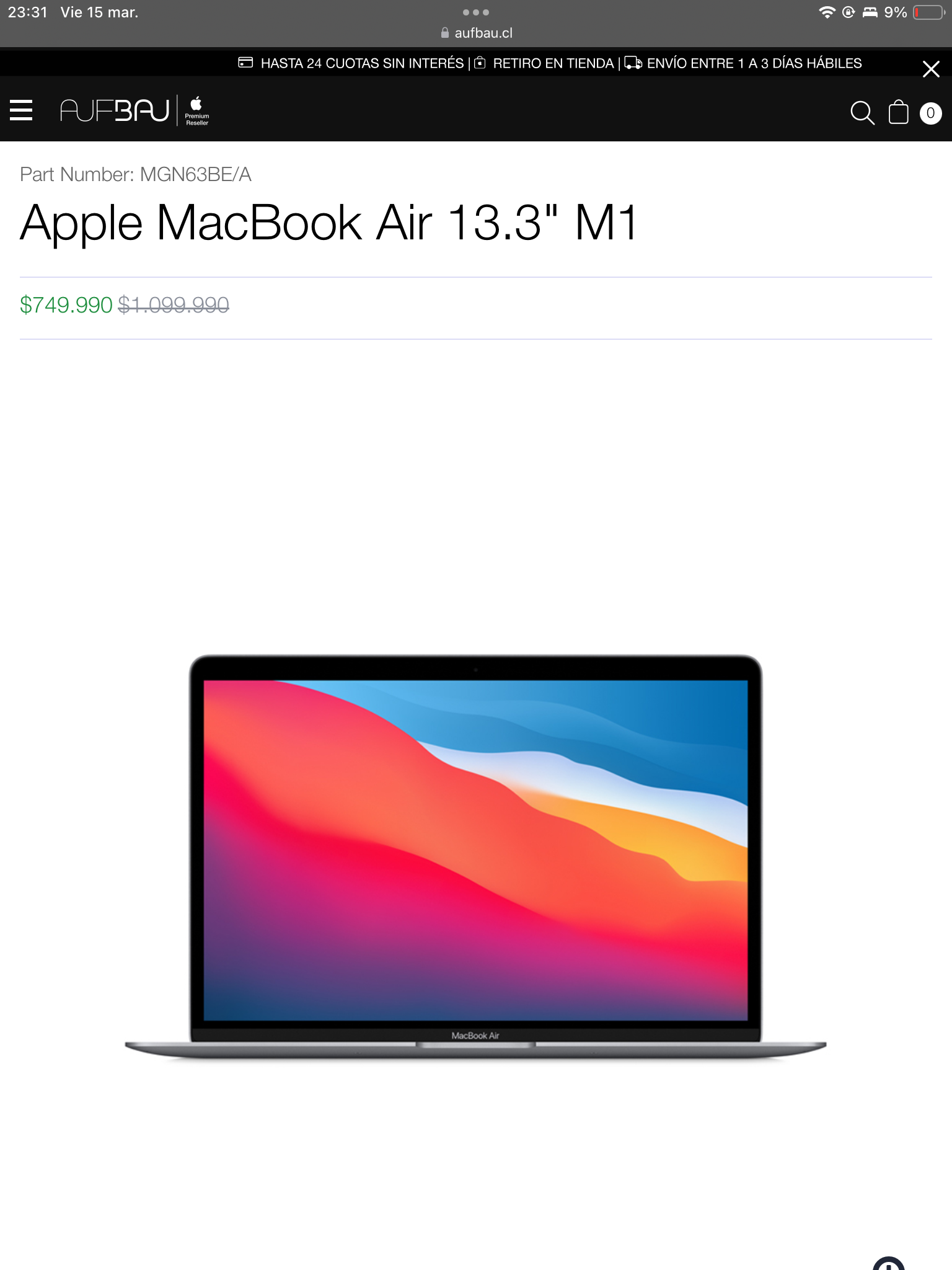 M1 MacBook Air for sale in Aufbau (price in CLP)