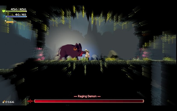 Momo fighting a big boar.