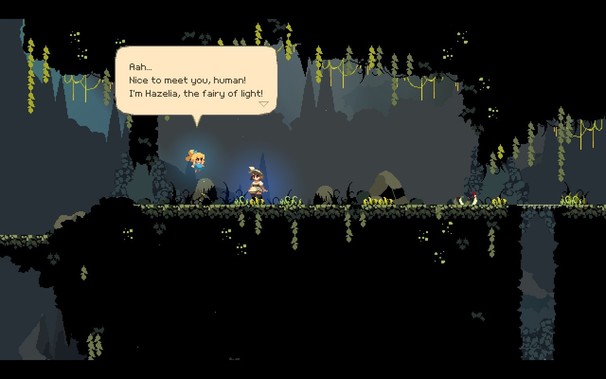 A fairy, Hazelia greets Momo.