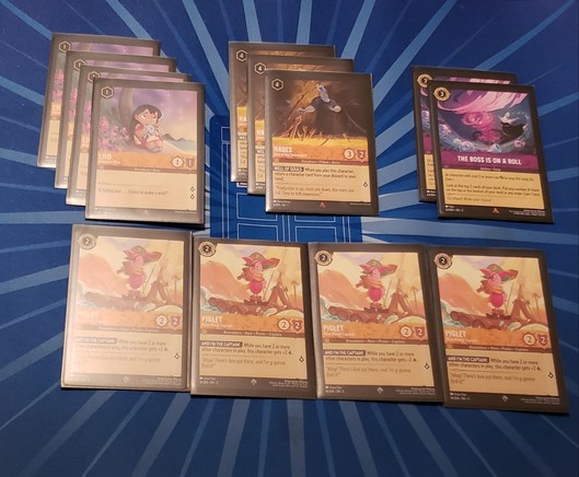 Hades and The Boss is on a Roll for card advantage and recursion.
Lilo and Pirate Captain Piglet for early game aggro!