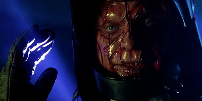 Sam Neill’s character, bloody faced, from the last act of the film EVENT HORIZON 
