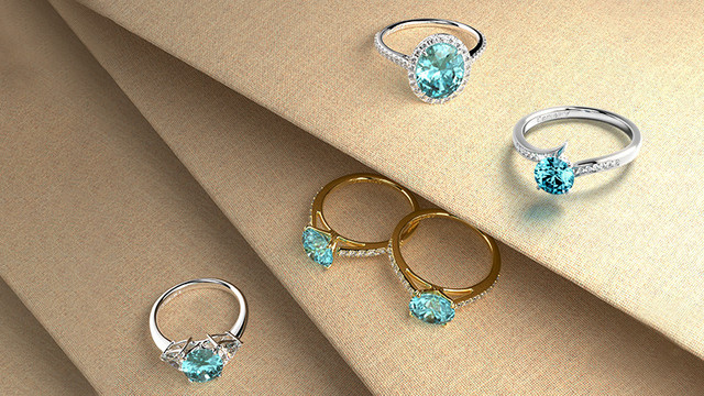 5 aquamarine rings