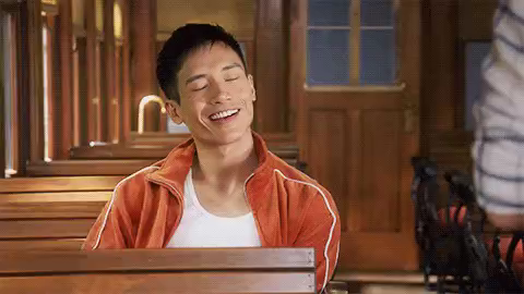 Season 1 Nbc GIF by The Good Place
Showing Jason(a masc presenting person with light brown skin, dark brown shortcut hair, wearing a orange velvet tracksuit and white T-shirt) making gesture with his right hand