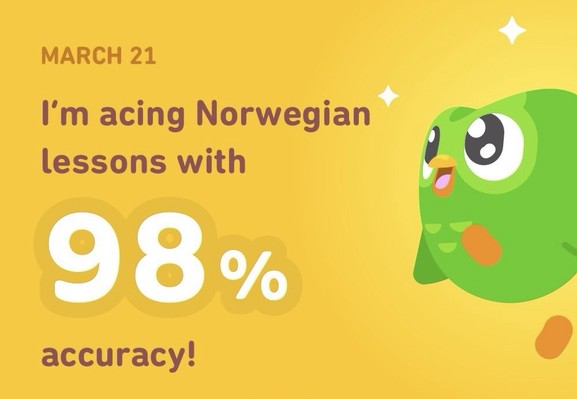 98% accuracy in Norwegian lessons