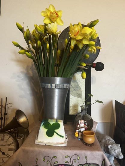 Floral display alongside Miraculix and Alban Eilir (Spring Equinox soap) 