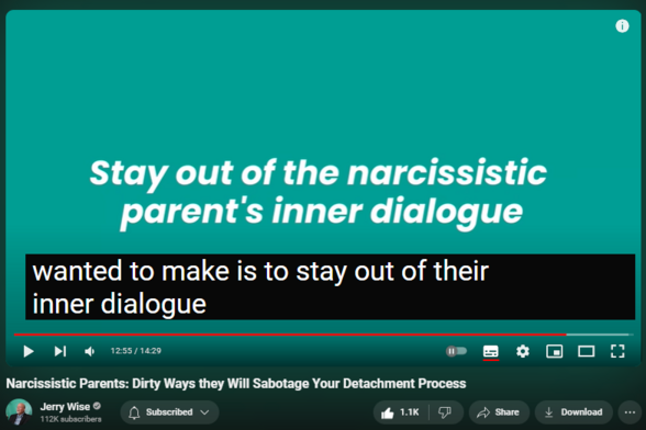 Narcissistic Parents: Dirty Ways they Will Sabotage Your Detachment Process
10,998 views  17 Mar 2024  Breaking Free from Narcissistic Parents & Family
In this video, I discuss some of the ways and tactics narcissistic parents use to stop you from detaching from them.

If you're finally ready to get your dysfunctional, narcissistic family out of you and enjoy a life free of their toxic grip, here's how I can help👇🏼

🔥Access my FREE Training - ‘Build the Self You Were Never Allowed to Have!’ https://jerrywise.ewebinar.com/webina...