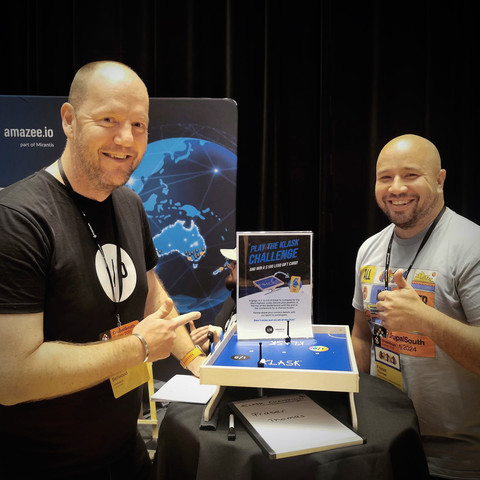 Klask Challenge Winner - Fraser Tomas – at the amazee.io booth at DrupalSouth Sydney 2024