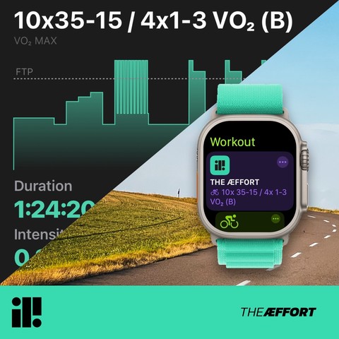 A split showing a workout graph and an Apple Watch showing the same workout outdoors. A road is in the background.