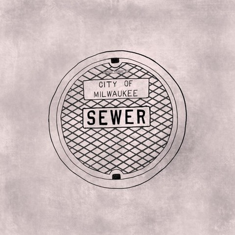A sketch of a sewer cover.