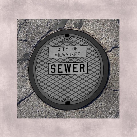 A sketch of a sewer cover.