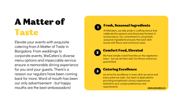 . Whether you're planning a small gathering or a large event, WeCaters can tailor their offerings to suit your requirements, ensuring a memorable dining experience for your guests.