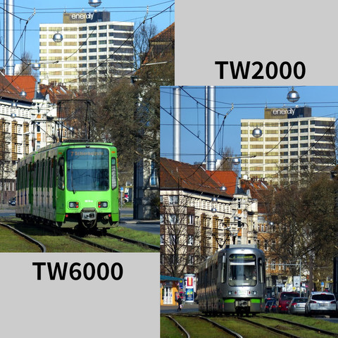 TW6000 vs TW2000 der Üstra in Hannover.