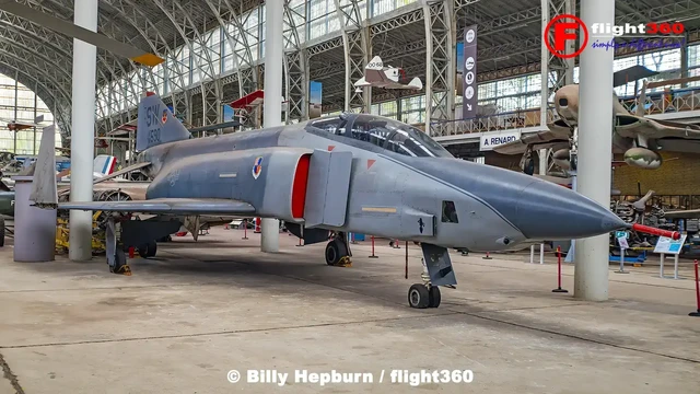 McDonnell Douglas F4 Phantom in the aviation hall of the Royal Museum of the Armed Forces, Brussels, Belgium.