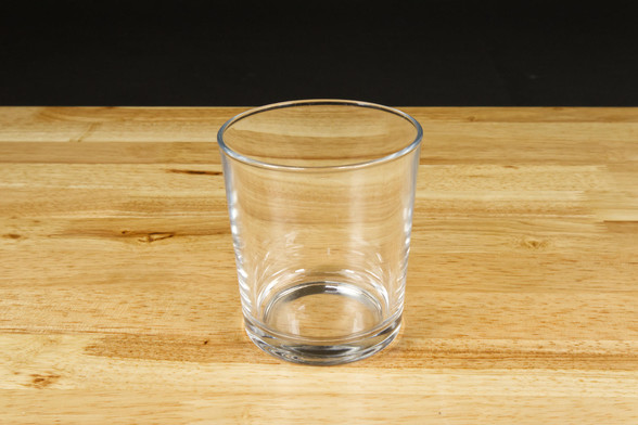 An empty drinking glass.