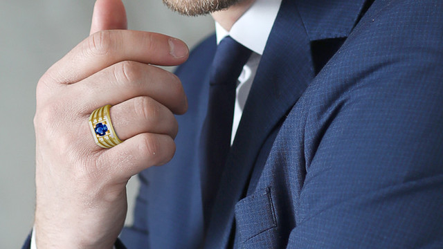 men wearing sapphire ring