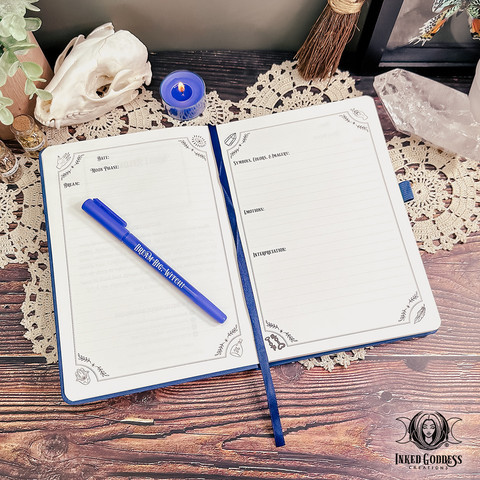 A photo of the exclusive "Dream Journal with Pen" product from Inked Goddess Creations.