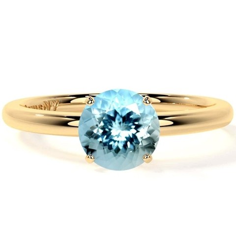 Aquamarine Yellow Gold Ring