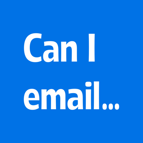 White text on blue:
Can I email… 