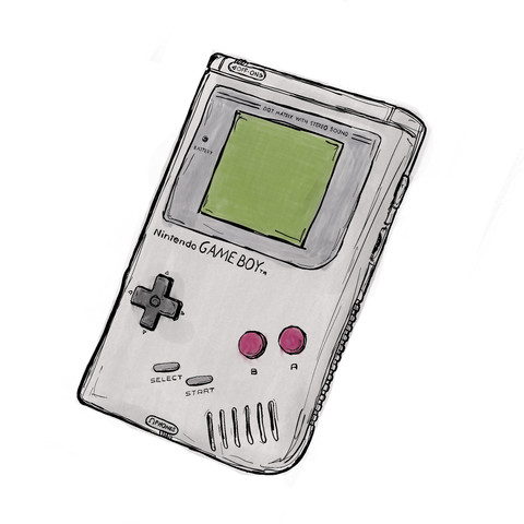 A sketch of a Nintendo Game Boy.