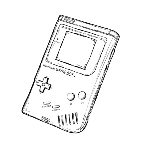 A sketch of a Nintendo Game Boy.