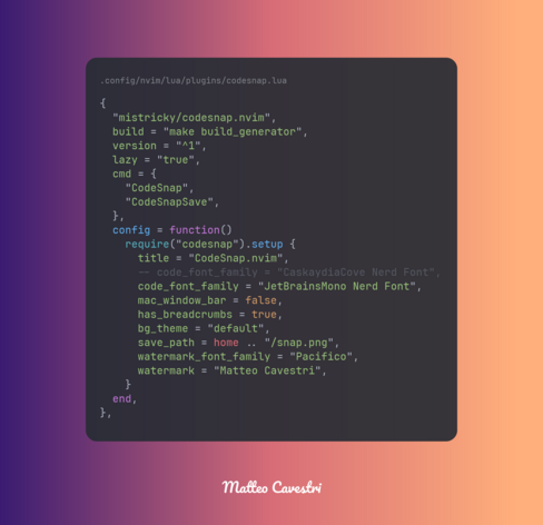 Codesnap Config
