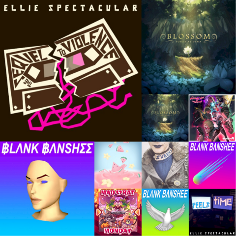 my top albums of last month, including:
The Sequel to Violence by Ellie Spectacular
Blossom by Ponies at Dawn
Blank Banshee 0 by Blank Banshee
Blossom by Ponies at Dawn (again, for some reason)
The Birthday Girl vs. the Internet by Triple-Q
Splash! by Mélonade
Sweews by Ellie Spectacular
MEGA by Blank Banshee
Mad Rat Monday by Chongo
GAIA by Blank Banshee
Feels Time by Ellie Spectacular