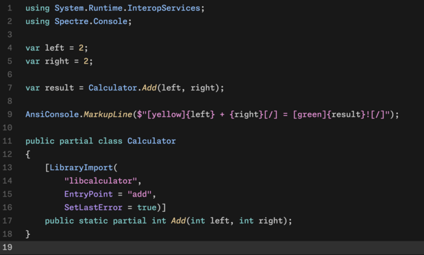 Library Import in C# code sample