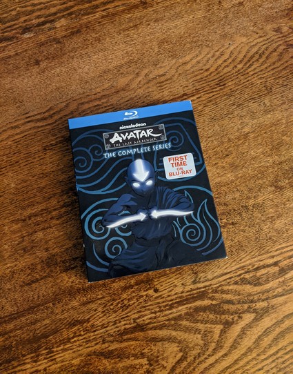 Photo of a Blu-ray box set of Avatar: The Last Airbender on a table. 