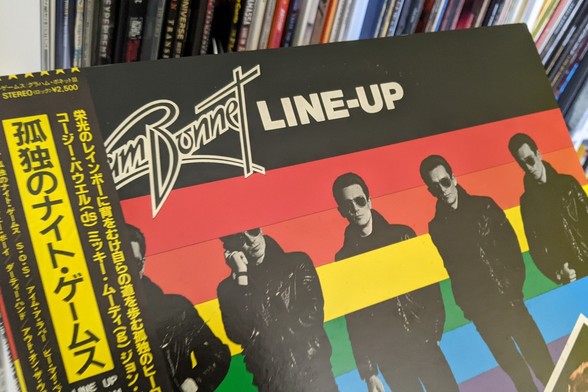 Cover of vinyl album: Line-Up is the third album released by English singer, Graham Bonnet, formerly of Rainbow. The album made extensive use of backing musicians and writers who, at the time, belonged to the bands Whitesnake and Status Quo.