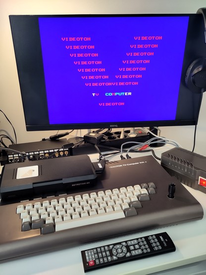 Videoton TVC showing its boot splash screen via a RetroTink 4K.