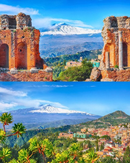 Mount Etna on east coast of Sicily, Italy