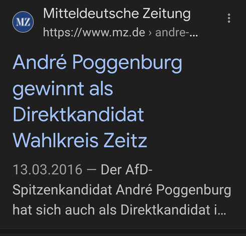 Andre poggenburg gewann bereits 2016 im wahlkreis Zeitz ein direktmandat für die AfD.
