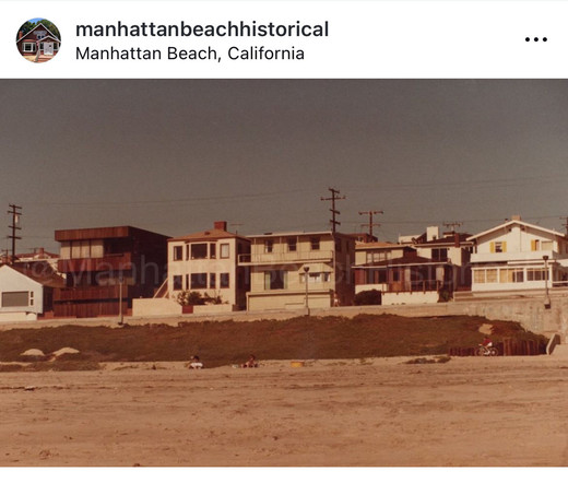 Row of houses on the Strand in Manhattan Beach in the 1970s.