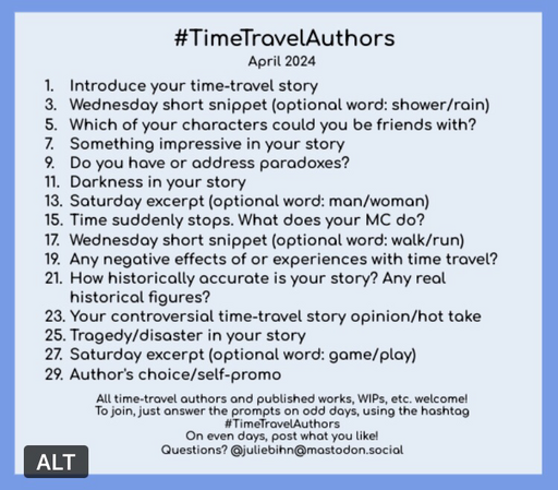 #TimeTravelAuthors prompt for Day 11: Darkness in your story